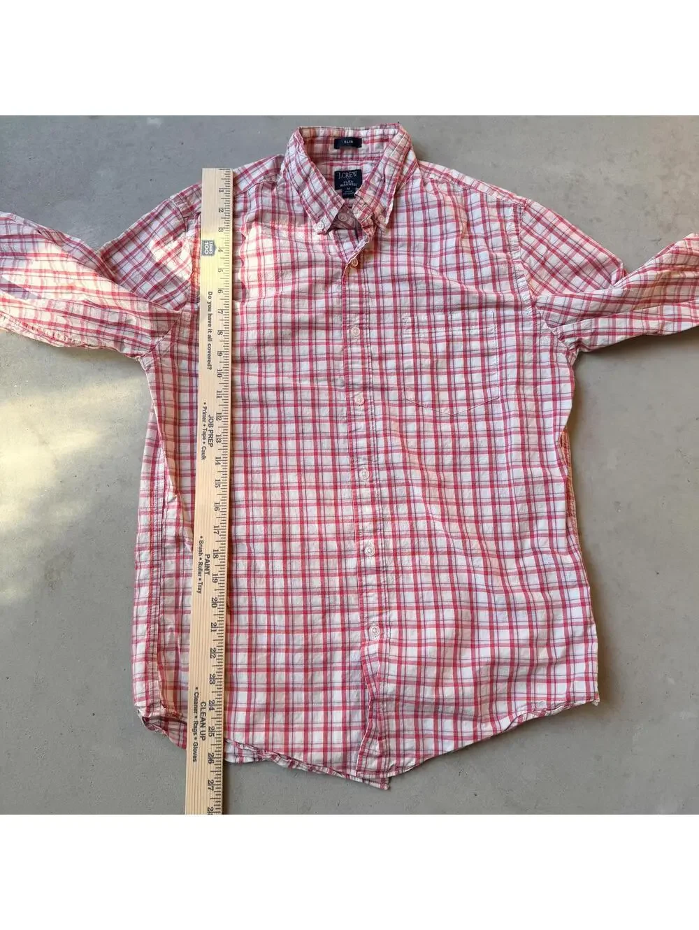 J.Crew Button-Up Shirt Slim Fit Flex Washed Pink and White Plaid